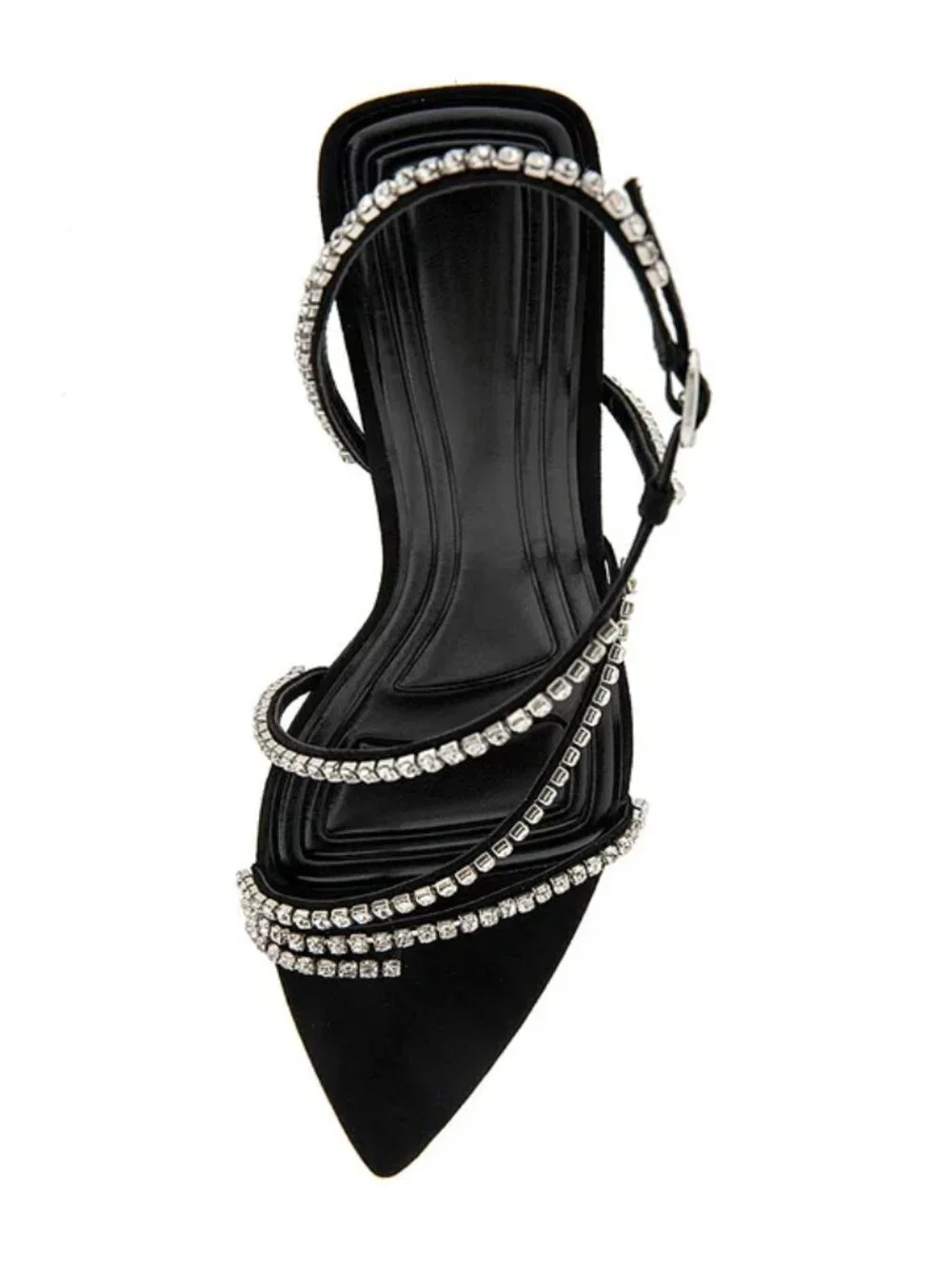 BCBGeneration Ilta Rhinestone Embellished Strap Black Heels Sandals. 7.5